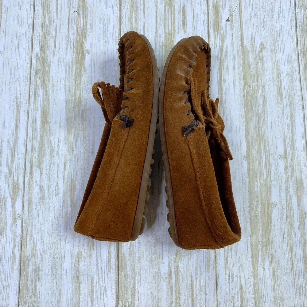 Minnetonka Brown Suede Kilty Moccasin Shoes